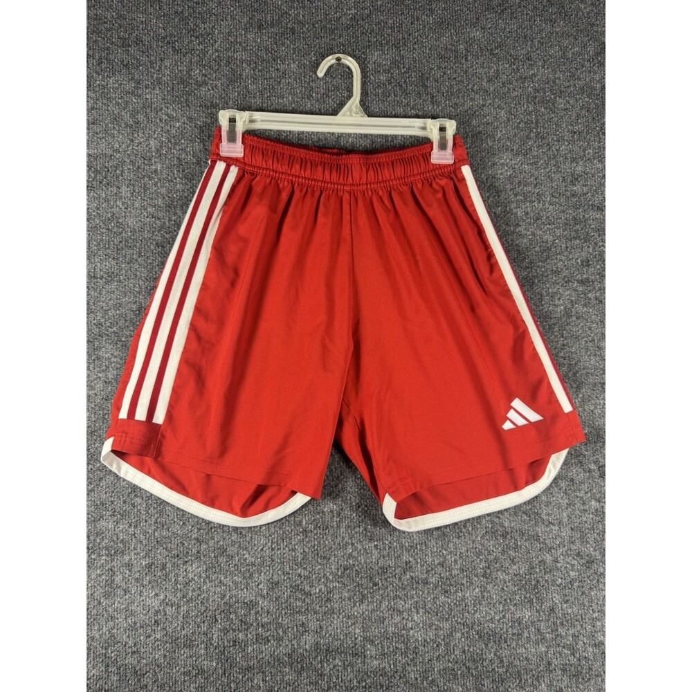 Adidas Athletic Shorts Red White 3 Stripe Soccer Gym Running Mens Retro
